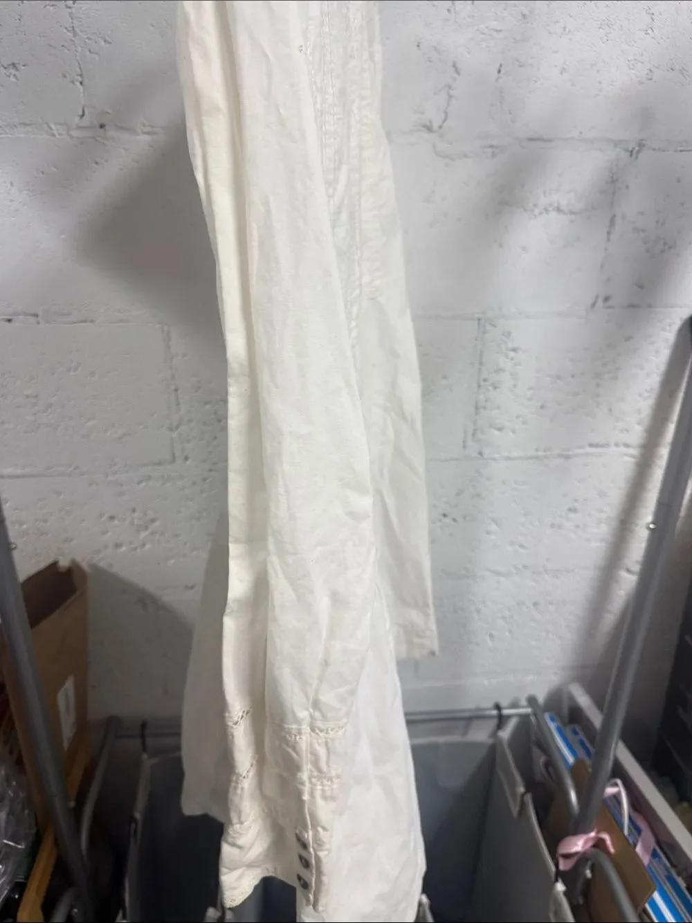 White Button-Front Tunic with Pintuck Details - FREE PEOPLE - Size Small - NWOT